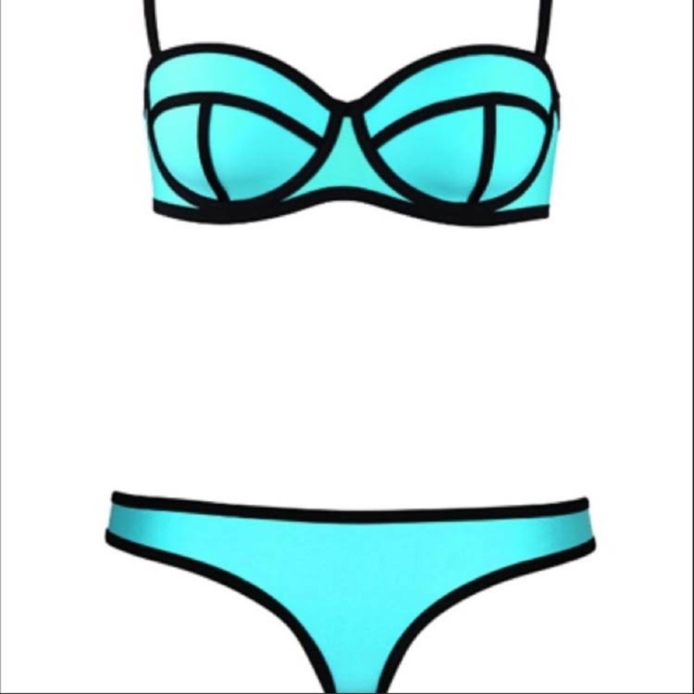 Neon blue triangl bikini set
